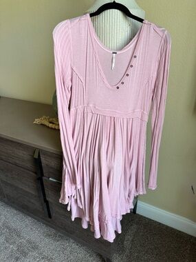 FrLight Pink Long Sleeve Flowy Tunic Dress